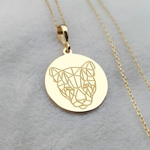 Minimalist Tiger Engraved Necklace, 14K Solid Gold Wild Cat Necklace, Dainty Animal Necklace, 925 Silver Panther Necklace, Christmas Gift