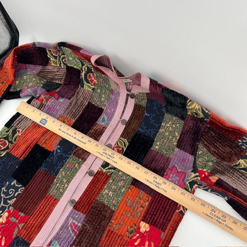 Orvis Patchwork Button Front Jacket Womens S Floral Mosaic Cottage Boho Art2Wear zdjęcie 4