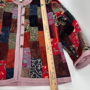 Orvis Patchwork Button Front Jacket Womens S Floral Mosaic Cottage Boho Art2Wear zdjęcie 5