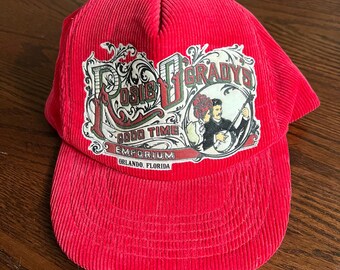 VTG 90s Rosie O’Gradys Good Time Corduroy Snap Back Trucker Hat Red Adjustable