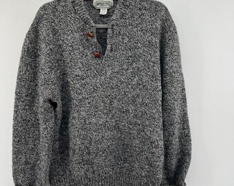 VTG American Eagle Wool Blend Henley Sweater Adult XL Heather Gray 90sUSACottage