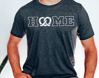 Home Pretzel-unisex T-shirt, zacht krakelingshirt voor minnaar, Home-T-shirt met krakeling O, krakeling-t-shirt Hometown Pride voor verjaardag, Foodie-krakeling T