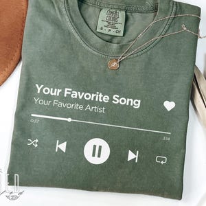 Custom Song Name Comfort Colors Shirt, Personalized Music Player Tee, Favorite Artist Gift, Custom Music Lover Tshirt, Spotify Style Top