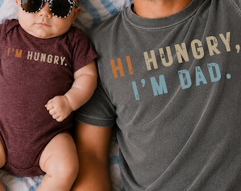 Hi Hungry I’m Dad Matching Shirts, Comfort Colors Dad Tee, Funny Dad and Baby Outfit, Father Son Daughter Matching Shirts, Dad Gift