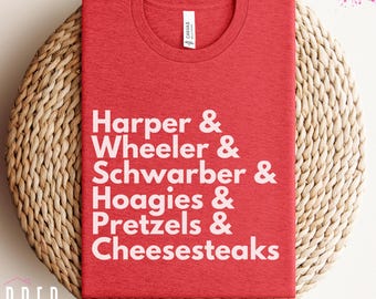Philly Baseball Tee, shirt Harper Wheeler Schwarber, Philadelphia Phillies fan cadeau, Hoagies & Cheesesteaks T-shirt, vintage sportkleding