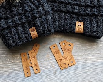 Mini and Large DAISY vegan suede product labels