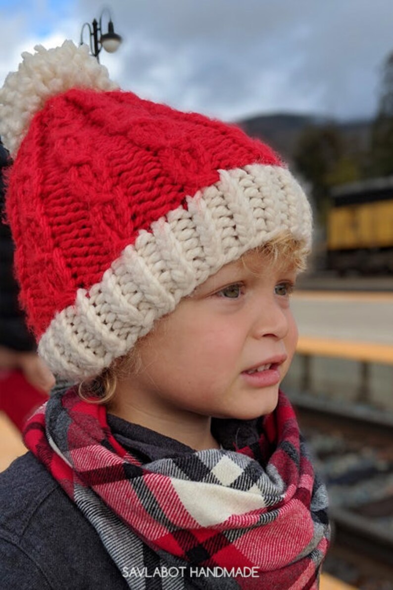 The Mykah Mock Cable Knit Beanie Pattern and Santa Beanie image 5