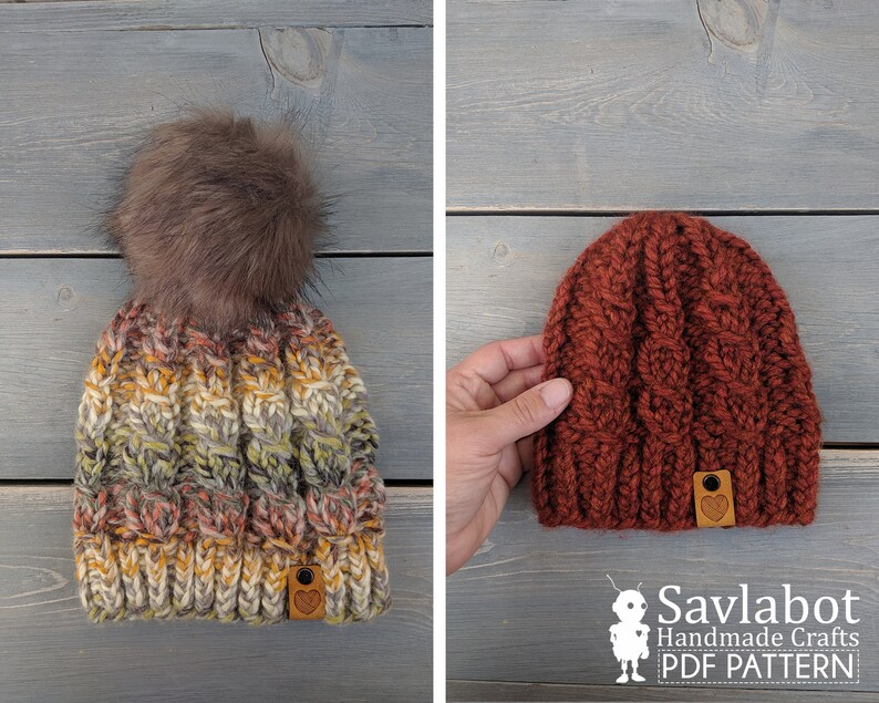 The Mykah Mock Cable Knit Beanie Pattern and Santa Beanie image 8