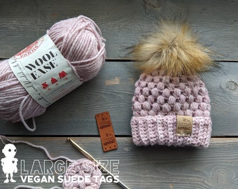 little SPROUT baby Beanie Vegan Suede Product Labels