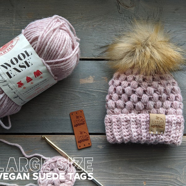 little SPROUT baby Beanie Vegan Suede Product Labels