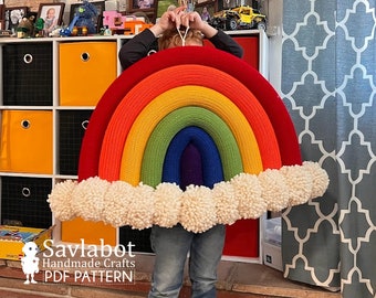 Knitting Machine Giant Rainbow Wall Hanging Pattern - PDF Digital Download