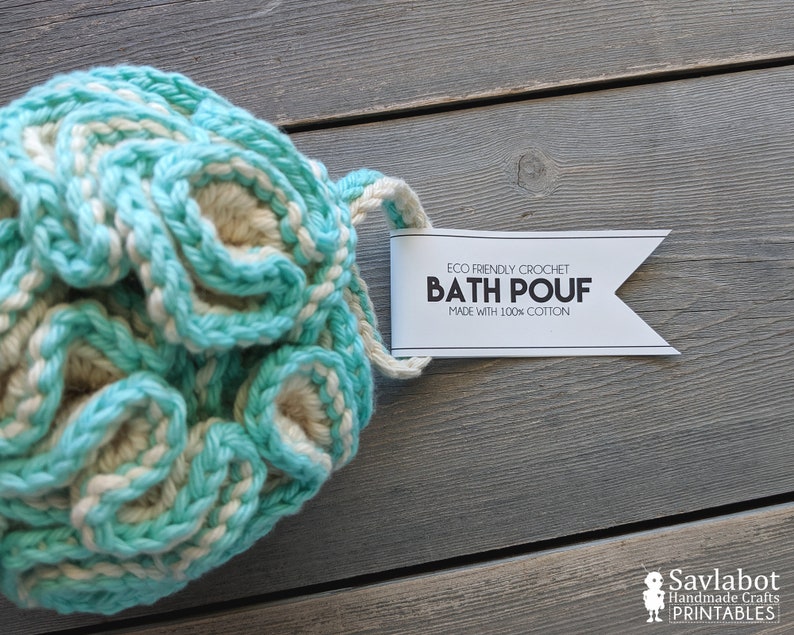 Bath Pouf Puff Wrap and Tag Set Yarn Heart Printable Gift Etsy