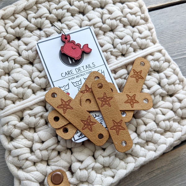 MINI Star Fish faux suede Tags, Sea Star Ocean, Beach theme Product Labels for handmade items, Vegan Suede Leather Tags