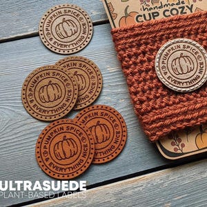 PUMPKIN SPICE Coffee Cup Cozy Ultrasuede Patches