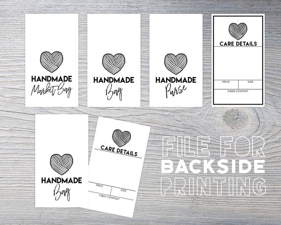 Care Labels for Handmade Items, Business Card Size Tags for Packaging Handmade  Items, Printable Care Tags, Market Prep Tools 