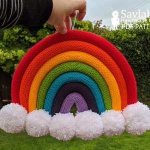 Pattern Rainbow Wall Hanging knit pattern Addi Express Tutorial for rainbow wall hanging, home decor, Ruby Ball Knit Cactus bonus pattern image 2