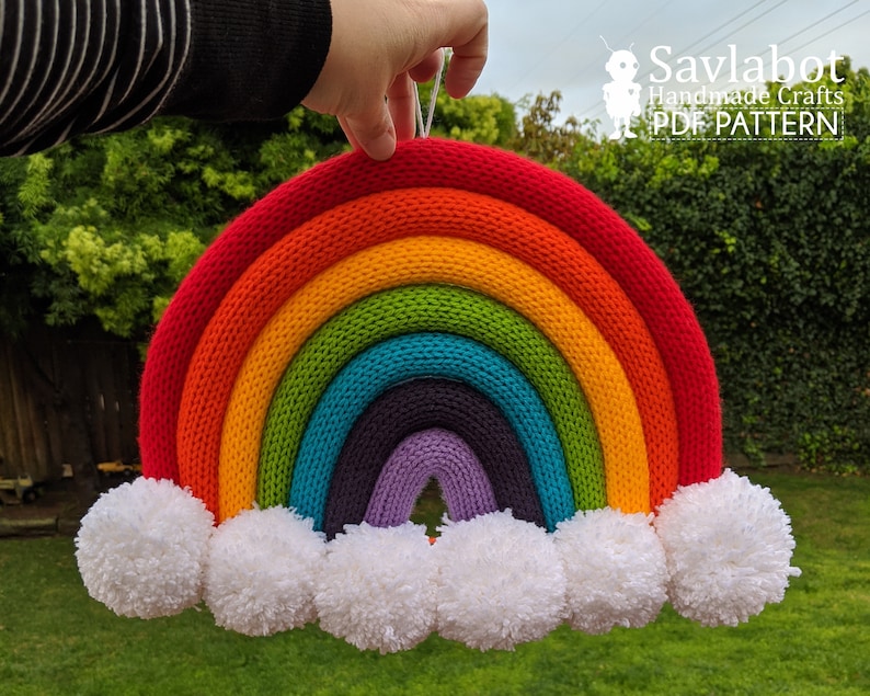 Pattern Rainbow Wall Hanging knit pattern Addi Express Tutorial for rainbow wall hanging, home decor, Ruby Ball Knit Cactus bonus pattern image 2