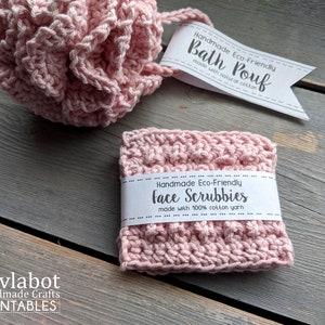 Printable face scrubbies wraps,  printable gift tags, labels, market display DIY Packaging, printable facial wipes wraps