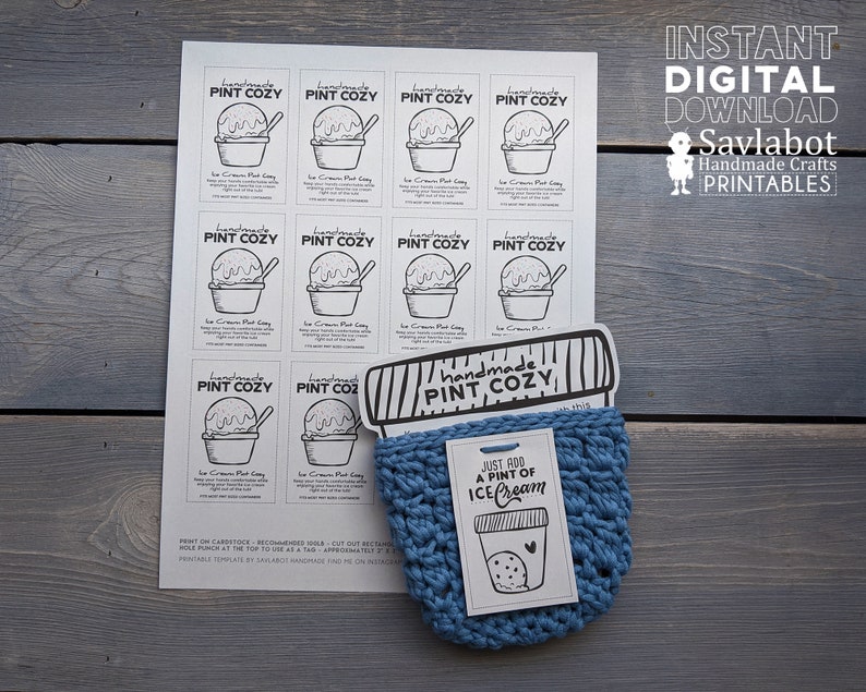 Ice Cream Pint Cozy Printable Display cards image 5