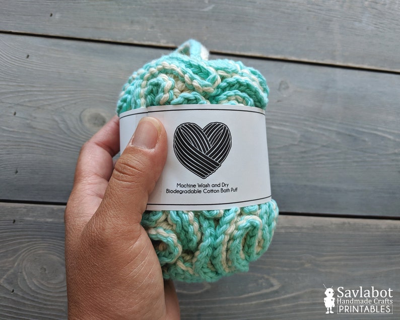 Bath Pouf Puff wrap and tag set yarn heart printable gift Etsy