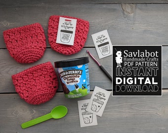 Crochet Ice Cream Pint Cozy Pattern – Summer Craft (PDF Download)