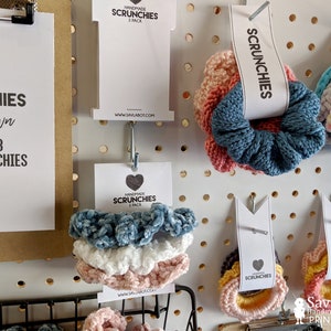 Printable Scrunchies Display Template Set for Market Booth Prep, DIY Packaging with Fall Craft Fair Signs