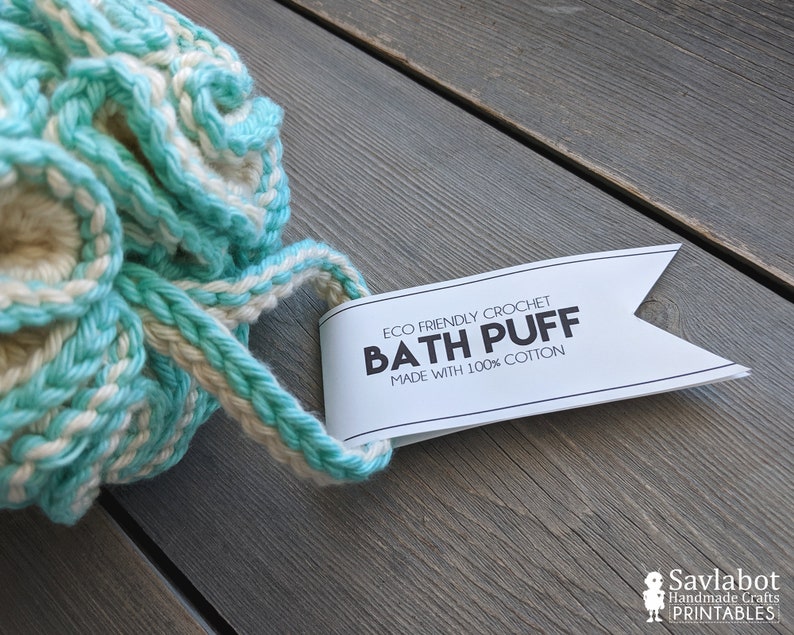 Bath Pouf Puff wrap and tag set yarn heart printable gift Etsy