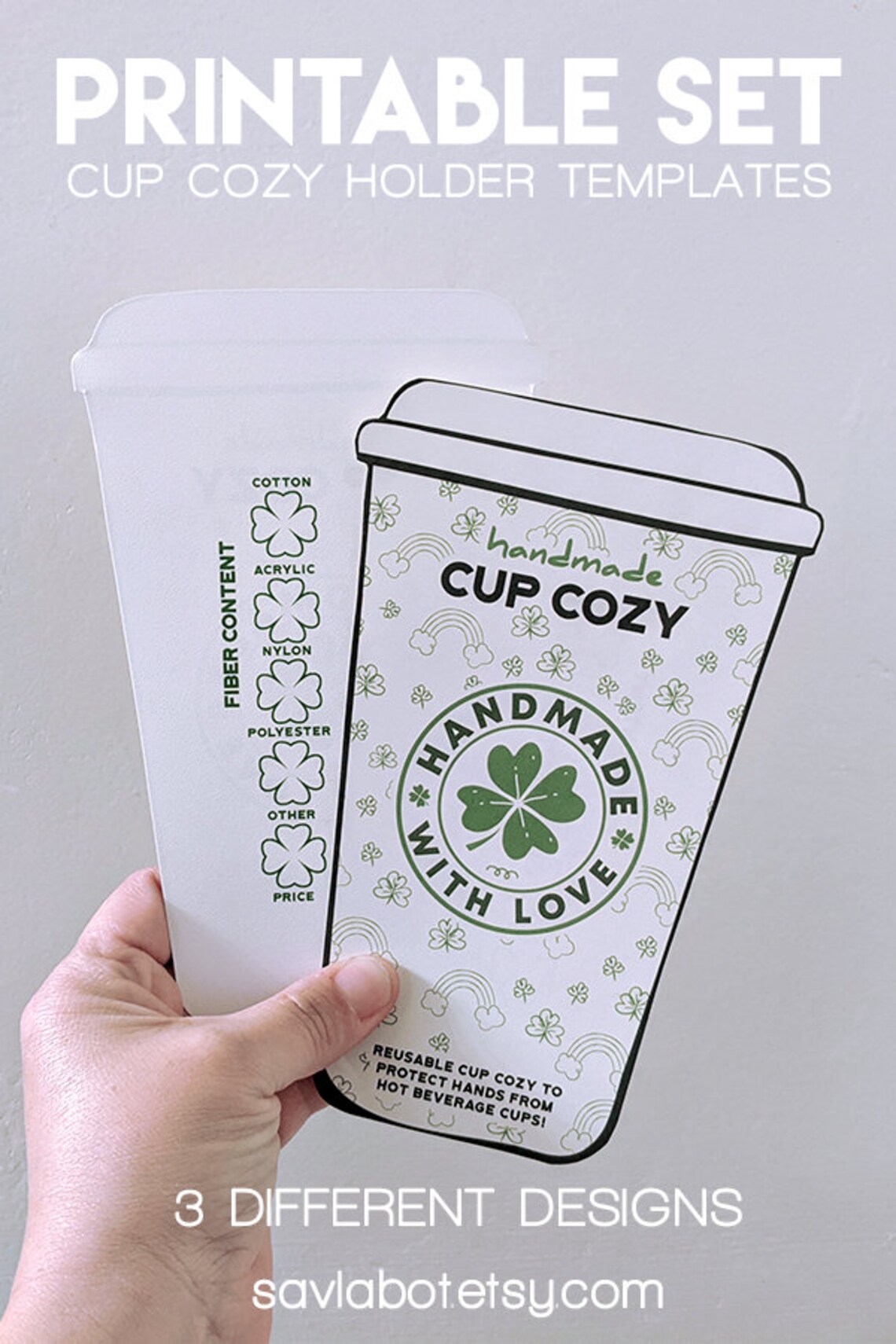 Printable Cup Cozy Holder Template St. Patrick's Day - Etsy