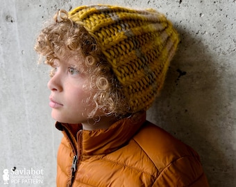 Simple Ribbed Knit Beanie Pattern with Color Charts