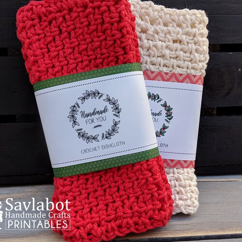 Printable Dishcloth Wrapper Crochet Gift Tags Labels - Etsy