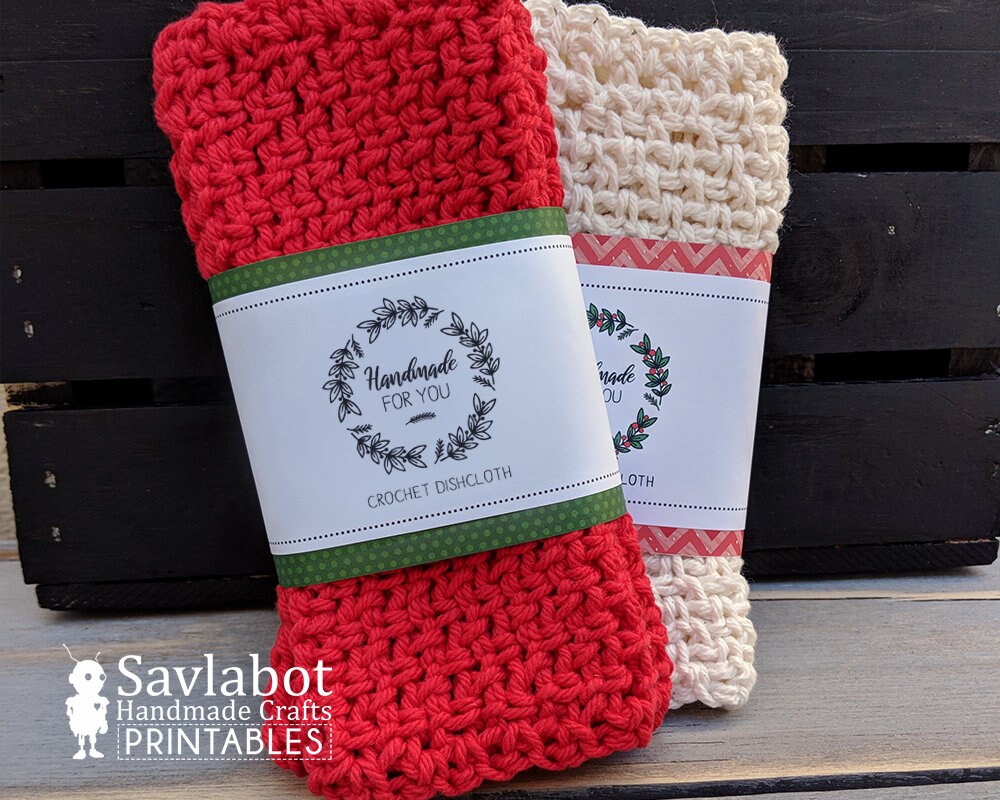 holiday printable gift tags crochet dishcloth wraps etsy