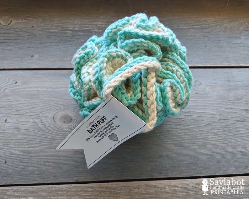 Bath Pouf Puff wrap and tag set yarn heart printable gift Etsy