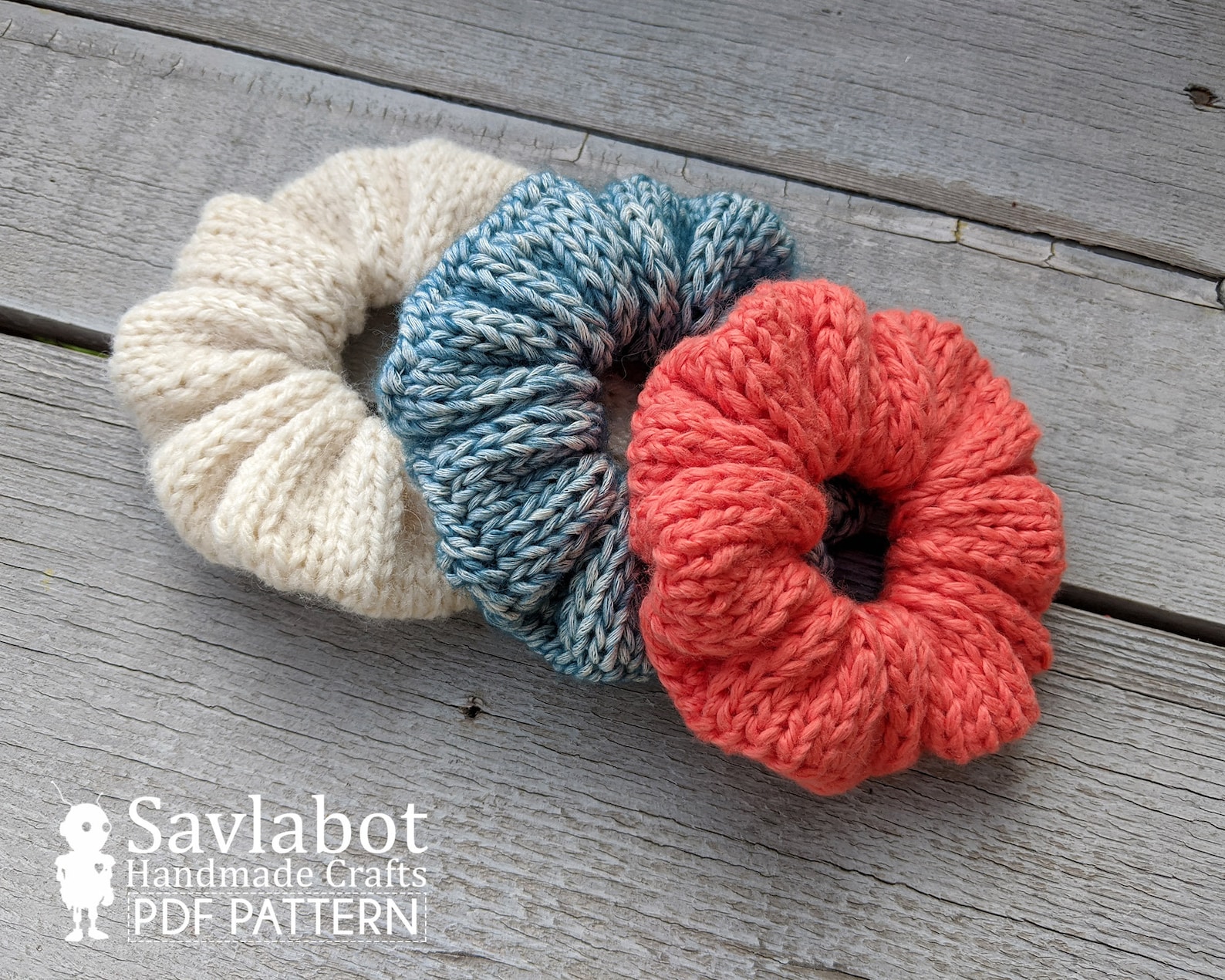 Knit Scrunchies Pattern 3 Scrunchies in One Pdf Pattern Easy Etsy