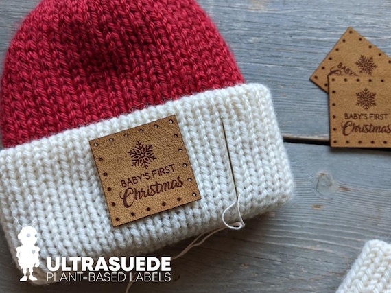 BABY'S FIRST CHRISTMAS Ultrasuede Newborn Beanie patches and Tiny Ornament Patches