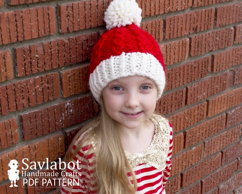 The Mykah Mock Cable Knit Beanie Pattern and Santa Beanie image 3