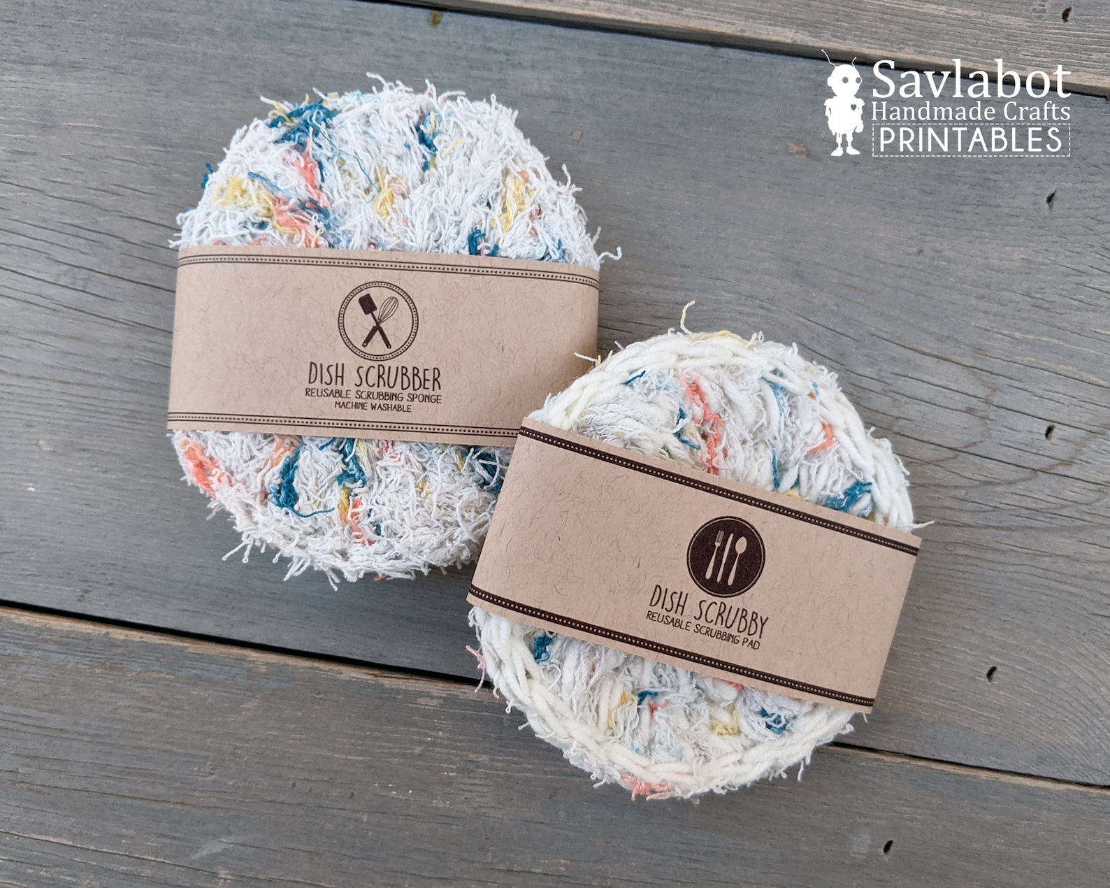Printable Dish Scrubby Tags and Wraps Dish Scrubber Reusable | Etsy