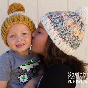 The Mykah Mock Cable Knit Beanie Pattern and Santa Beanie image 6