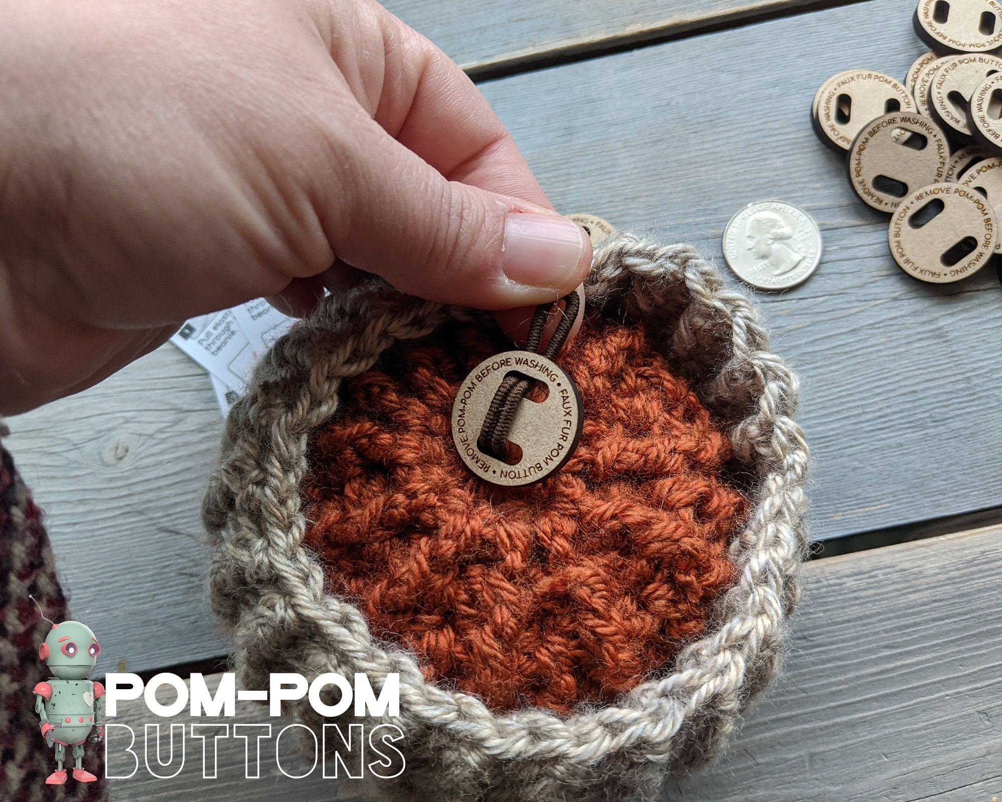 Customizable Pom Pom Buttons, Removable Pompom Button, Pompom Tag, Pom  Buttons, Pom Keeper 