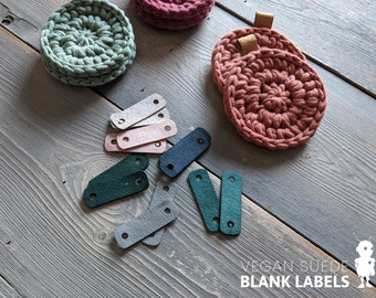 Vegan Suede Tags for Keychains and Car Coasters attach with Chicago Screw, Rivet or crochet on