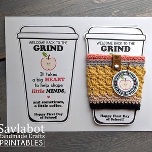 Back to School Cup Cozy Printable Gift Holders