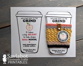 Back to School Cup Cozy Printable Gift Holders