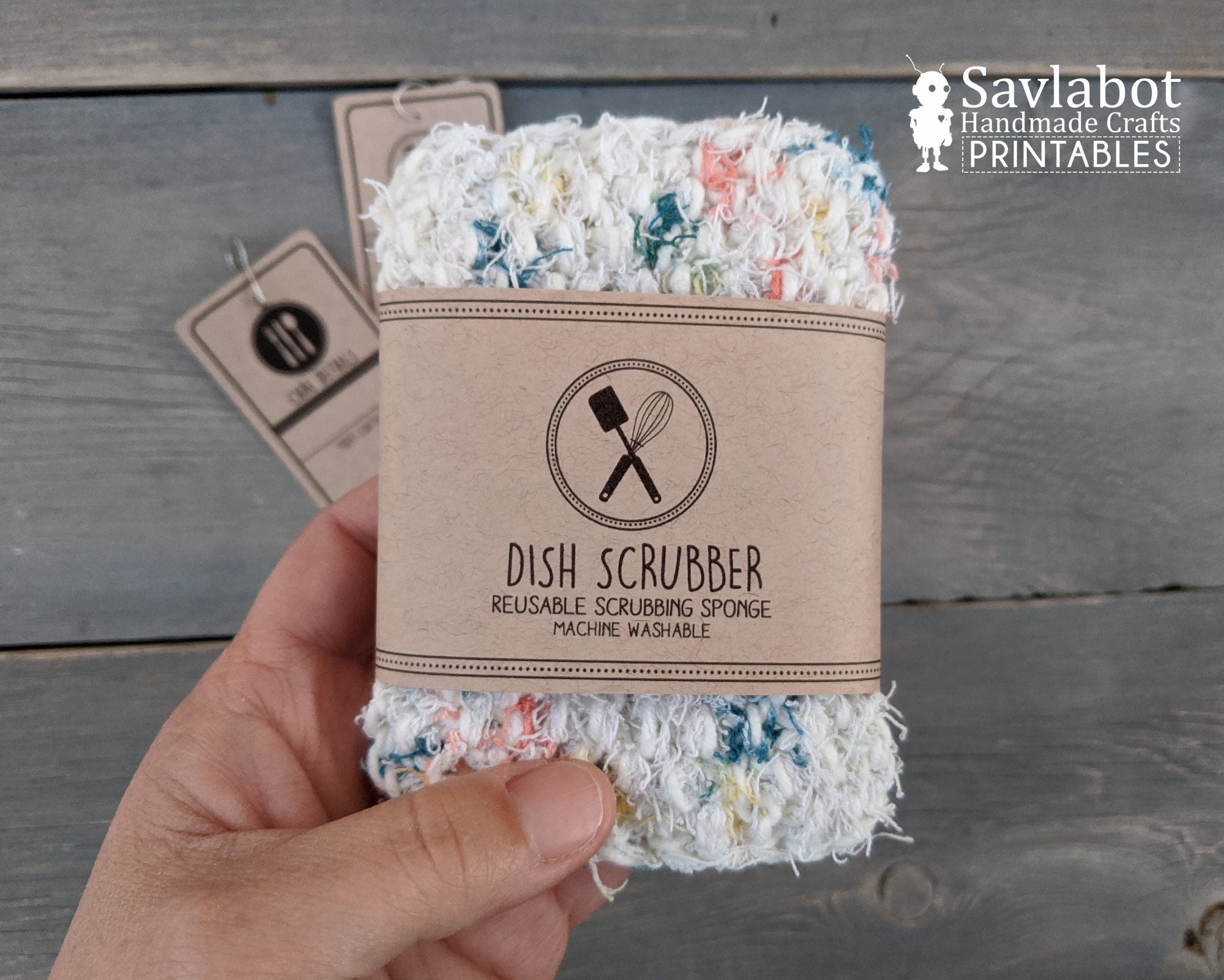 Printable Dish Scrubby Tags and Wraps Dish Scrubber Reusable - Etsy