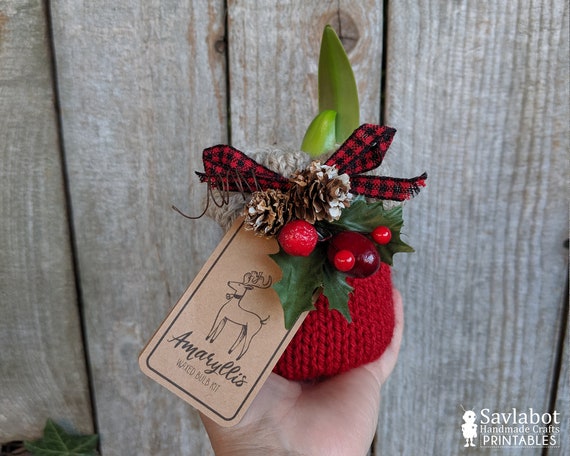Christmas Gift Tags for Holiday Handmade Gifts, Knit, Crochet Beanies,  Cookie Mix Gifts, Amaryllis Bulb Kit, Knit Wreath Tags, Care Tags 