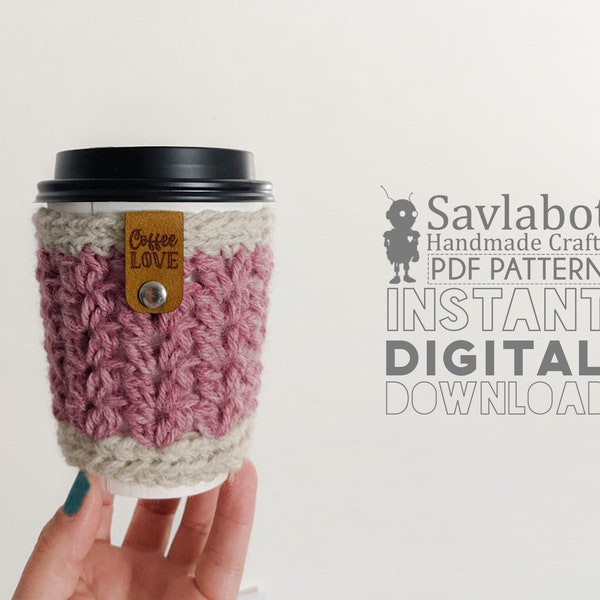 Crochet PDF Pattern Coffee Love Cup Cozy Pattern