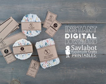 Printable Dish Scrubby Tags, Reusable Cleaning Pad Wraps (PDF)