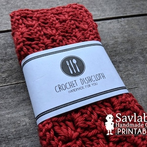printable dishcloth wrapper, crochet gift tags labels, dishcloth wrap, packaging, crafts, handmade gifts, tags
