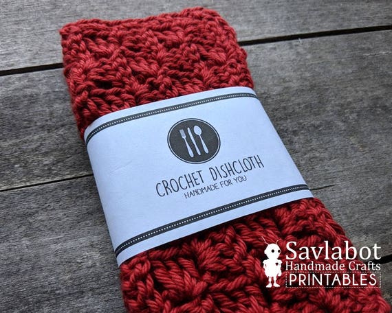 printable dishcloth wrapper crochet gift tags labels etsy