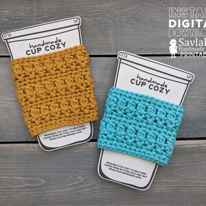 Iced Coffee Cup Cozy Template, Printable Crochet Coffee Cup Sleeve Holder, Cold Beverage Cup Packaging Market Display, Downloadable PDF image 3