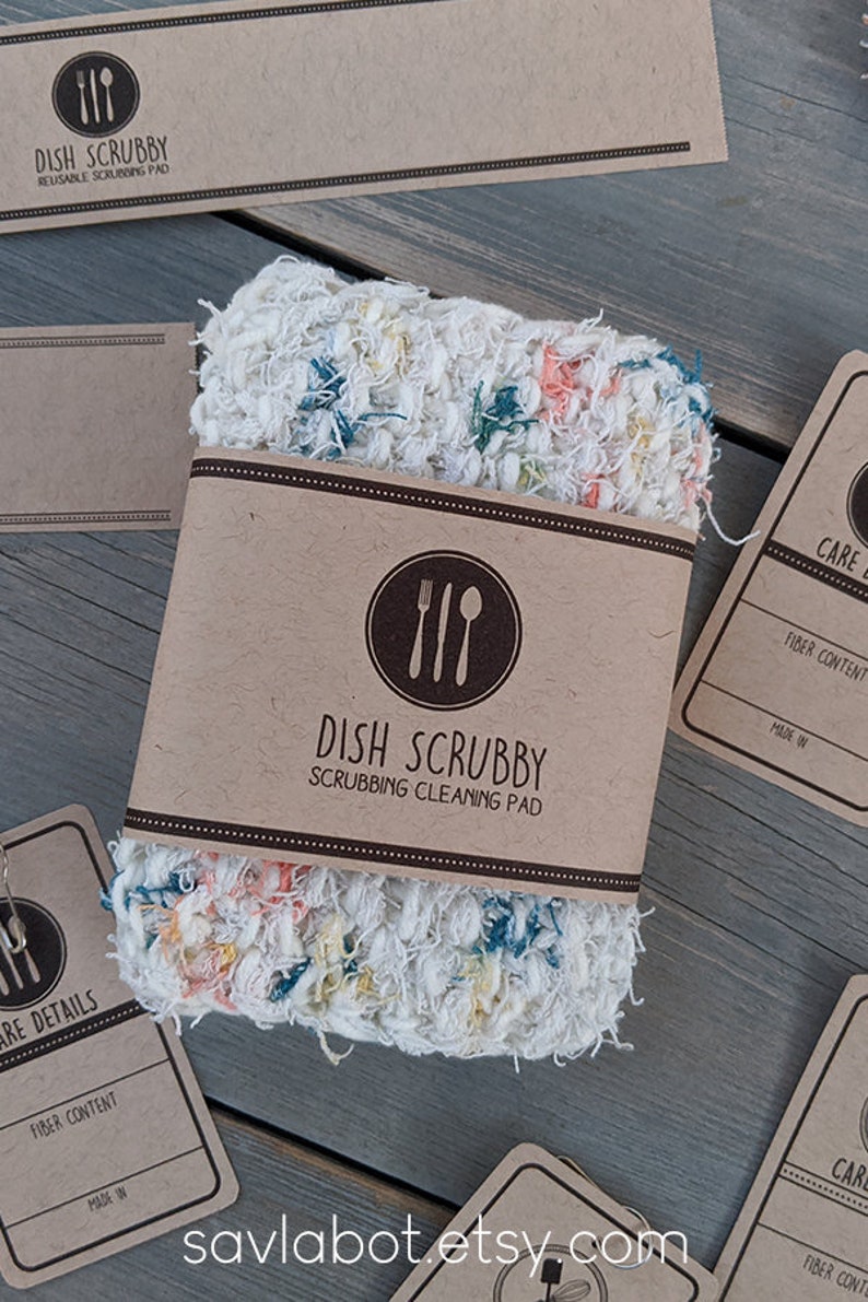 Printable Dish Scrubby Tags and Wraps Dish Scrubber Reusable - Etsy
