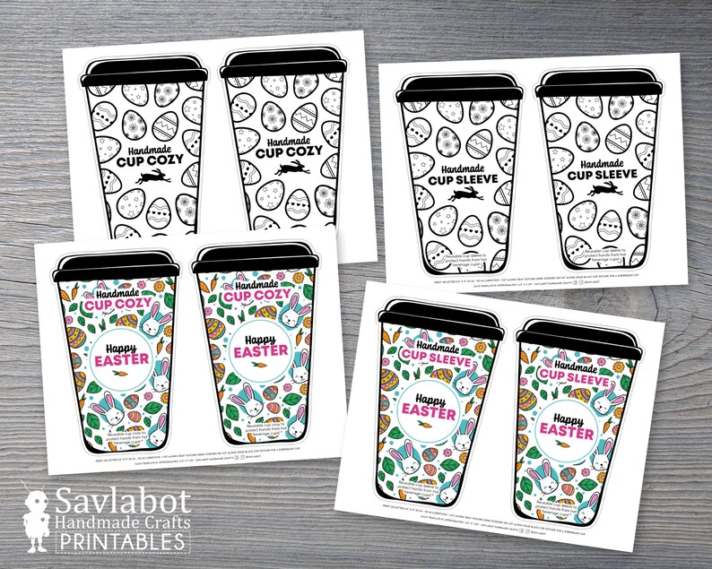 Printable Easter Cup Cozy Holder Template Coffee Cozy - Etsy
